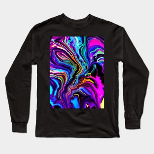 Neon Rift - Abstract Psychedelic Glitch Long Sleeve T-Shirt